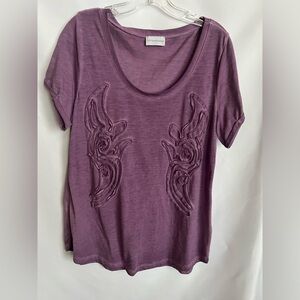 Soft Surroundings Raised Cloth Abstract Design Top - Purple - Size 1X